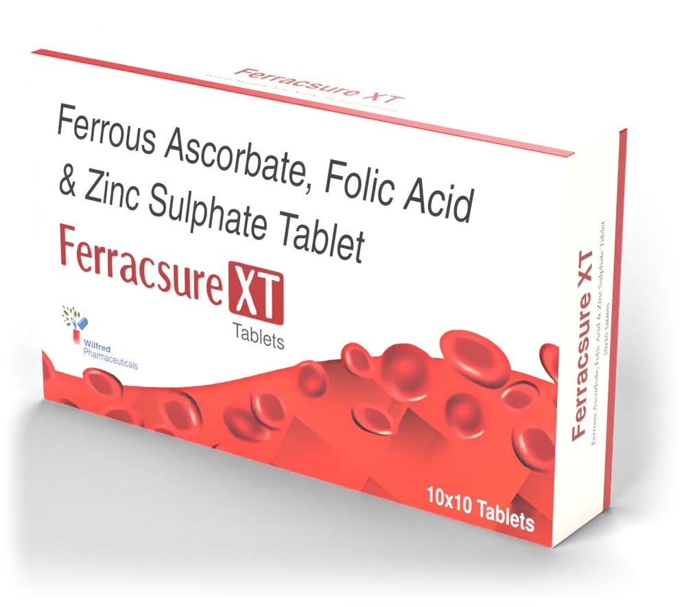 Ferracsure XT Tablet pack — Ferrous Ascorbate 100mg + Folic Acid 1.5mg + Zinc Sulphate 61.8mg